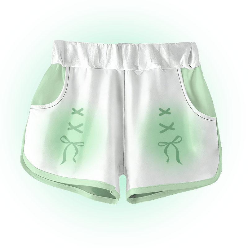 Modakawa Shorts mit Farbverlauf und Schleifengrafik - Green - 5XL - image 3
