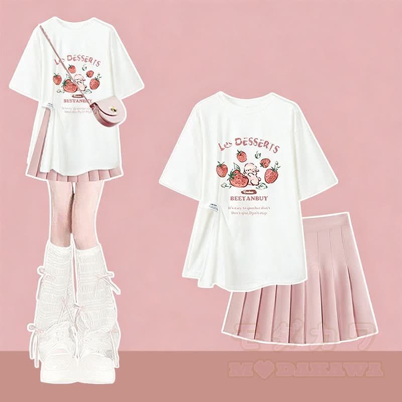 Unregelmäßiges T-Shirt-Slipkleid passendes Outfit - Zweiteiliges Set B - XL - image 4