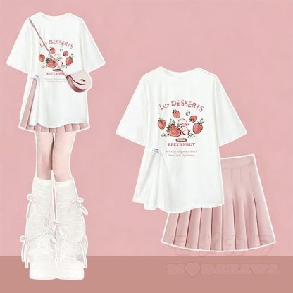 Unregelmäßiges T-Shirt-Slipkleid passendes Outfit - Zweiteiliges Set B - XL - image 4
