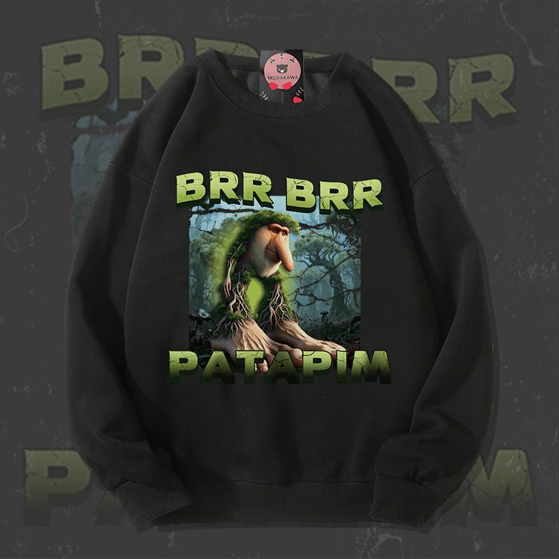 MODAKAWA BRR BRR PATAPIM Waldmonster Grafik Unisex Sweatshirt - Black - 5XL - image 2
