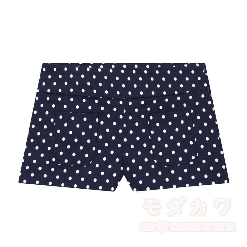 Zweiteiliges Set aus gepunkteter Stehkragenjacke und Shorts - image 9