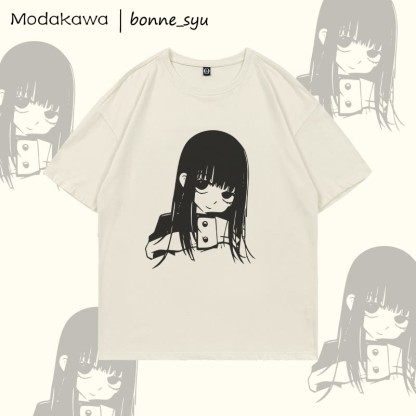MODAKAWA X bonne_syu Niedliches Anime-Mädchen-Grafik-T-Shirt - Beige - 5XL - image 3