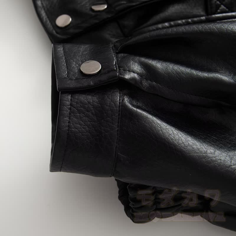 Vintage-Jacke aus Kunstleder mit Stehkragen und Reißverschluss, kurz geschnitten - image 10