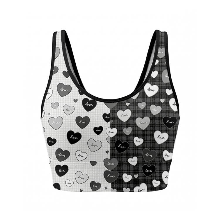 LOVE Herz-Grafik Crop Tanktop Sport Top Shorts Bikini Modakawa passendes Outfit - Top B - XL - image 4