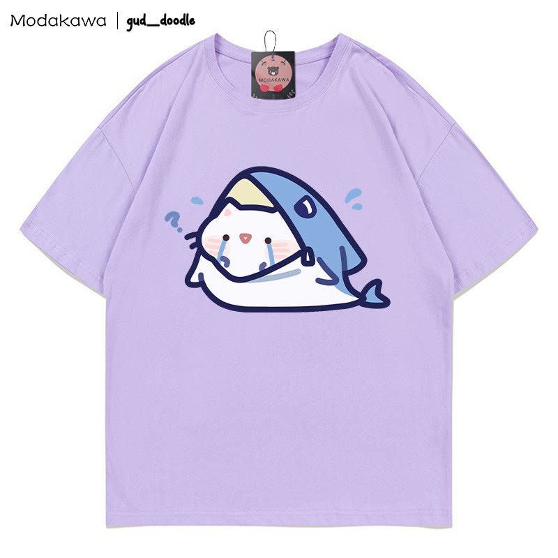 MODAKAWA X gud_doodle T-Shirt mit Kitty-Hai-Print - Purple - 5XL - image 1