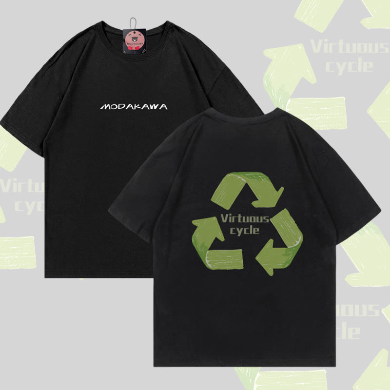 T-Shirt mit dem Aufdruck „VIRTUOUS CYCLE“ aus Modakawa-Baumwolle - Black - 5XL - image 4