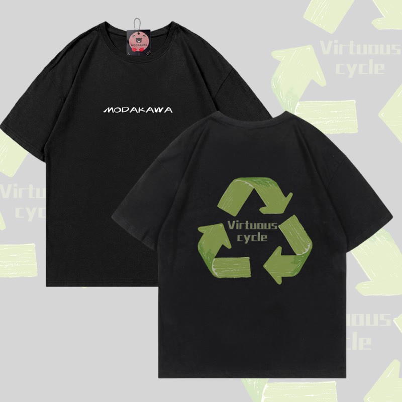 T-Shirt mit dem Aufdruck „VIRTUOUS CYCLE“ aus Modakawa-Baumwolle - Black - 5XL - image 4