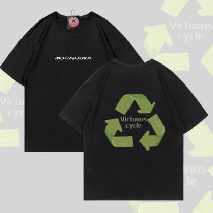T-Shirt mit dem Aufdruck „VIRTUOUS CYCLE“ aus Modakawa-Baumwolle - Black - 5XL - image 4