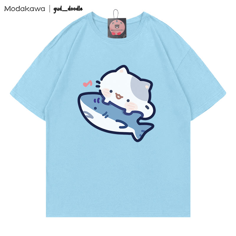MODAKAWA X gud_doodle T-Shirt mit Kitty-Hai-Print - Blue - 5XL - image 3