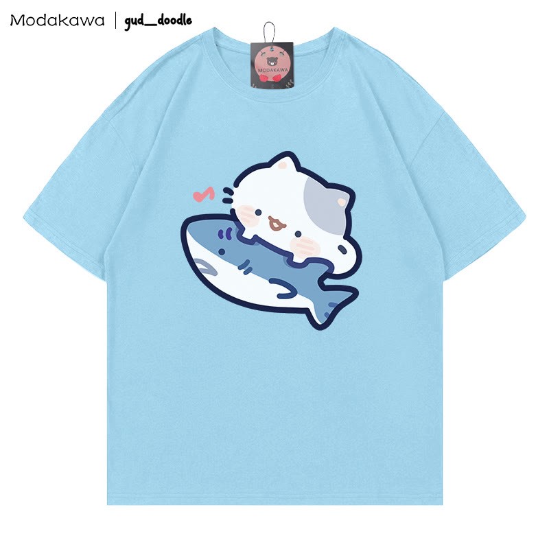 MODAKAWA X gud_doodle T-Shirt mit Kitty-Hai-Print - Blue - 5XL - image 3