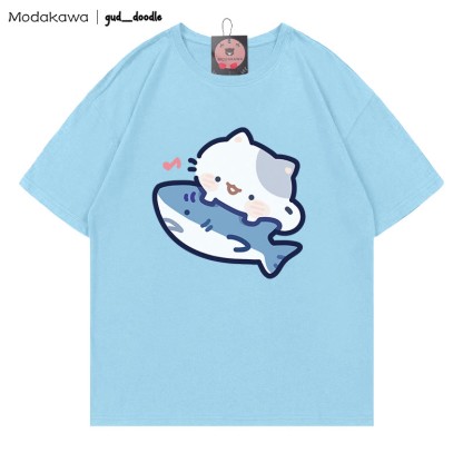 MODAKAWA X gud_doodle T-Shirt mit Kitty-Hai-Print - Blue - 5XL - image 3