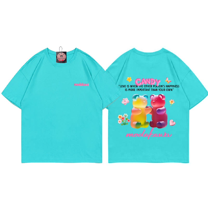 Modakawa T-Shirt mit Candy-Bären-Print - Lake Blue - 5XL - image 3