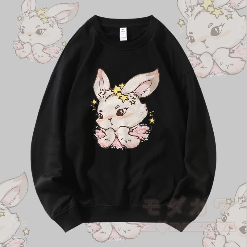 MODAKAWA Star Bunny Graphic Rundhals-Sweatshirt - Schwarz - 5XL - image 4