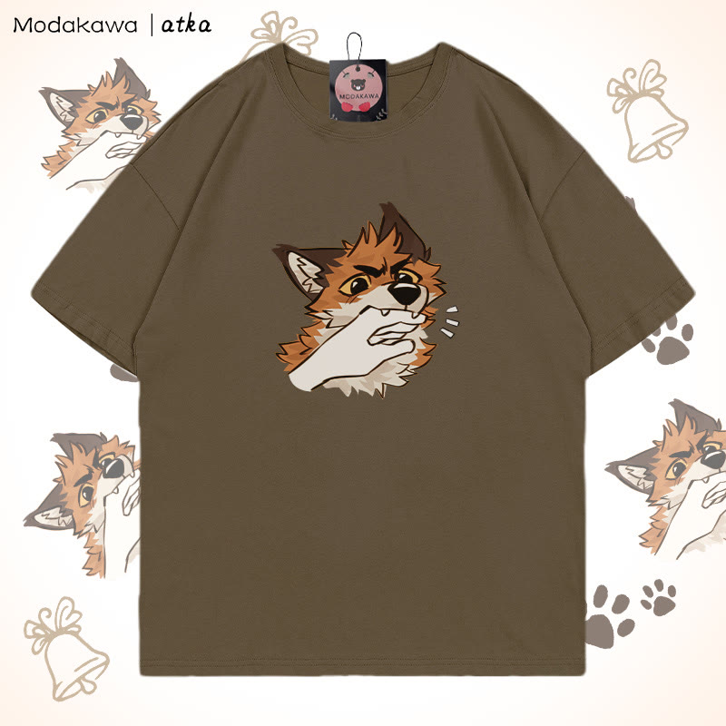 MODAKAWA X atka Playful Fox Grafik-T-Shirt - Brown - 5XL - image 5