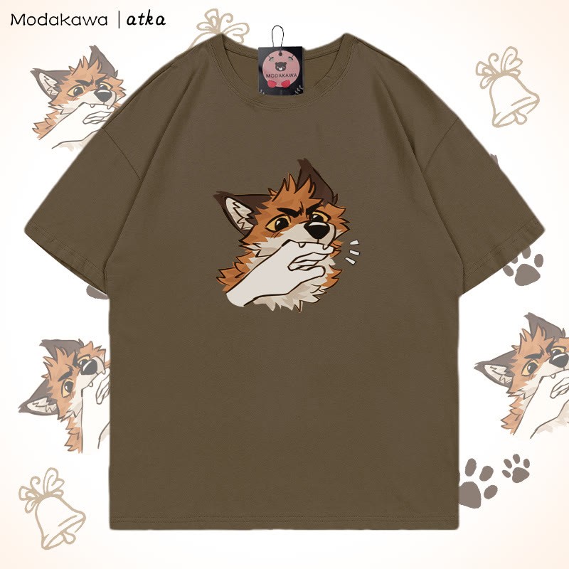 MODAKAWA X atka Playful Fox Grafik-T-Shirt - Brown - 5XL - image 5