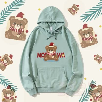 MODAKAWA Streetwear-Kapuzenpullover mit Weihnachtsbär-Grafik - Grün A - 5XL - image 3