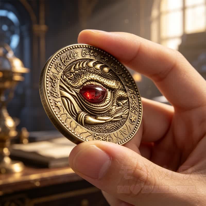 Fantasy-Drachenaugen-Münze, mystisches Runen-Amulett, Sammlergeschenk - image 4