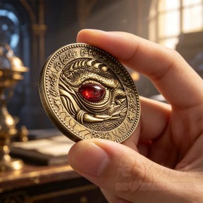 Fantasy-Drachenaugen-Münze, mystisches Runen-Amulett, Sammlergeschenk - image 4