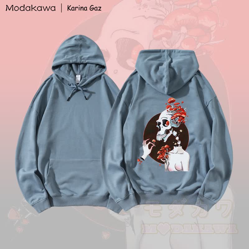 MODAKAWA X Karina Gaz Goth Skull Graphic Loose Cotton-Blend Hoodie - Blau - 5XL - image 3