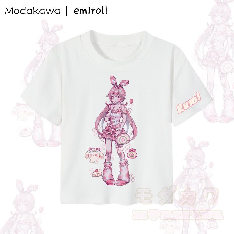 MODAKAWA X emiroll Rumi Graphic Damen Crop-Top aus 92 % gekämmter Baumwolle - Weiß - XL - image 4