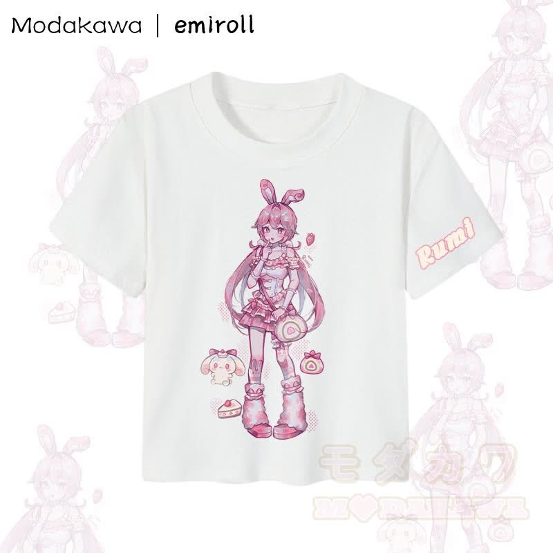 MODAKAWA X emiroll Rumi Graphic Damen Crop-Top aus 92 % gekämmter Baumwolle - Weiß - XL - image 4