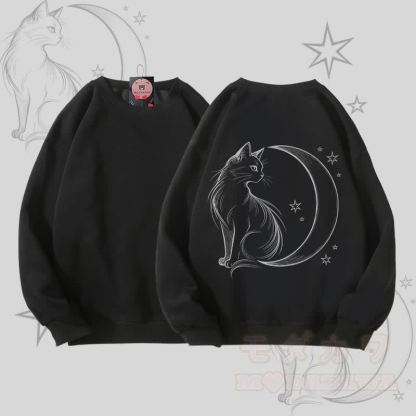 MODAKAWA Unisex-Sweatshirt mit Mondkatzen-Grafik - Schwarz - 5XL - image 4