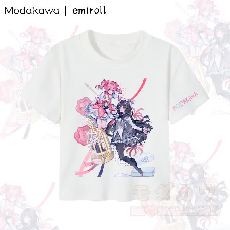 MODAKAWA X emiroll Madoka Homura Grafik Damen Cropped T-Shirt 92% gekämmte Baumwolle - Weiß - XL - image 4