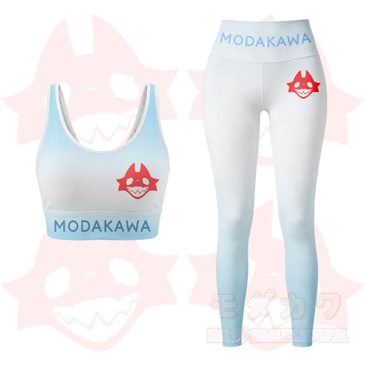 MODAKAWA X TiramisuRat Rat Graphic Gradient Sport-BH-Top Leggings passendes Outfit - Blaues Set - 5XL - image 11