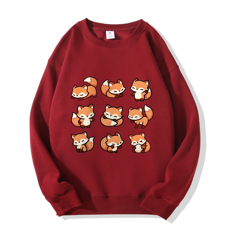 MODAKAWA Unisex-Sweatshirt mit Fuchs-Motiv - Wine Red - 5XL - image 3