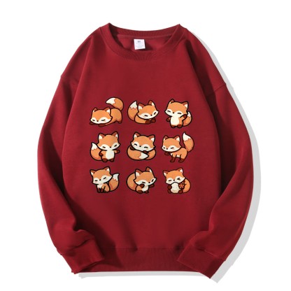 MODAKAWA Unisex-Sweatshirt mit Fuchs-Motiv - Wine Red - 5XL - image 3