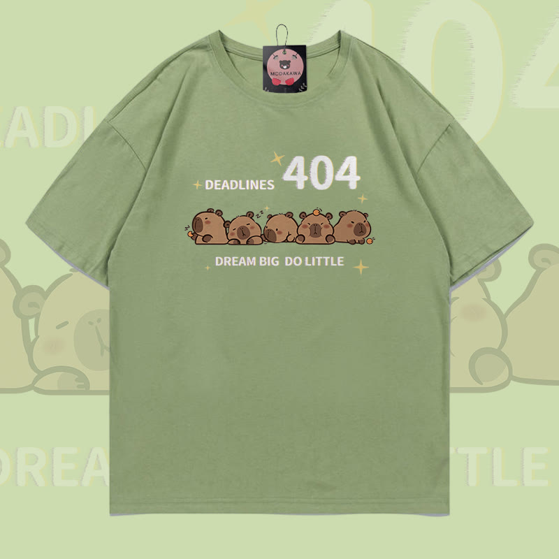 404 Capybara Grafik Modakawa 100% Baumwoll-T-Shirt - Light Green - 5XL - image 4