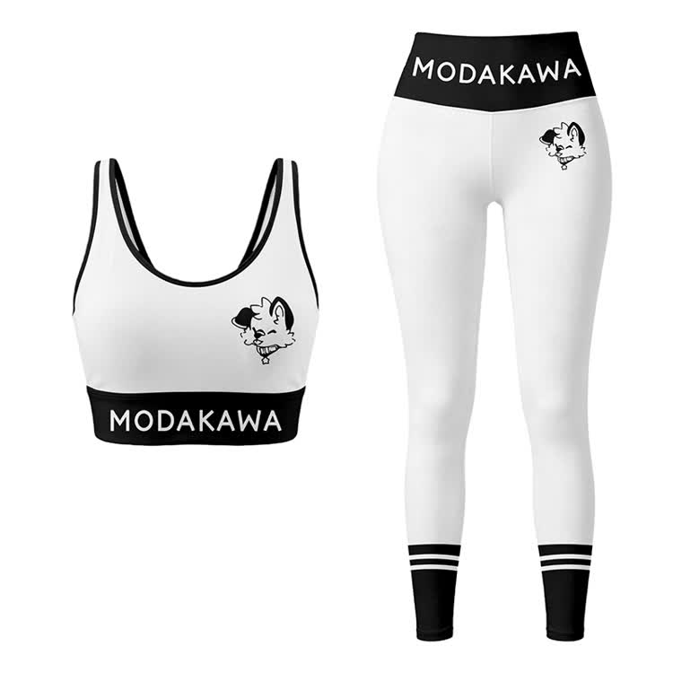 MODAKAWA X popipeko Puppy Graphic Sport-BH Top Leggings passendes Outfit - White Set - 5XL - image 12