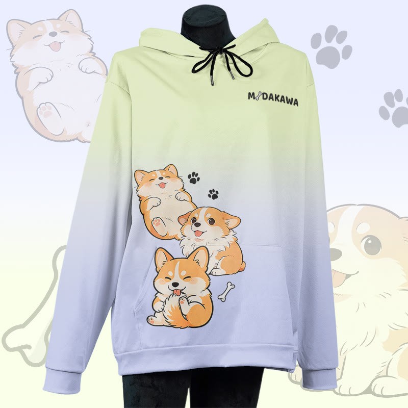 MODAKAWA Pullover-Hoodie mit Allover-Print eines Hundes mit herausgestreckter Zunge - Green - 8XL - image 4