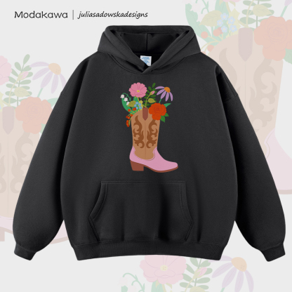 MODAKAWA X juliasadowskadesigns Floral Shose Graphic Fleece-Lined Hoodie - Black - 2XL - image 2