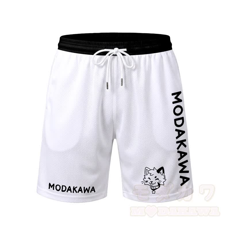 MODAKAWA X popipeko Herren-Sport-T-Shirt mit Katzenmotiv und passender Shorts mit Kordelzug - Weiße Shorts - 5XL - image 10