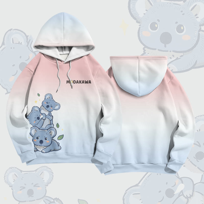 Koala Graphic Modakawa Gradient Pullover Hoodie - Blue & Pink - 6XL - image 3
