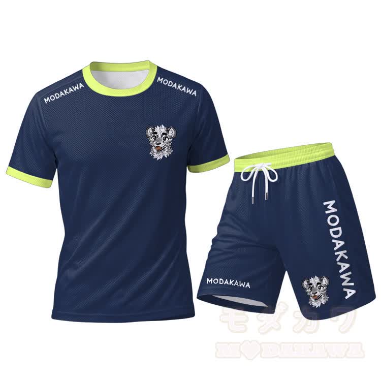 MODAKAWA X atka Tiger Graphic Herren-Sport-T-Shirt mit Kordelzug und passender Shorts - Blaues Set - 5XL - image 13