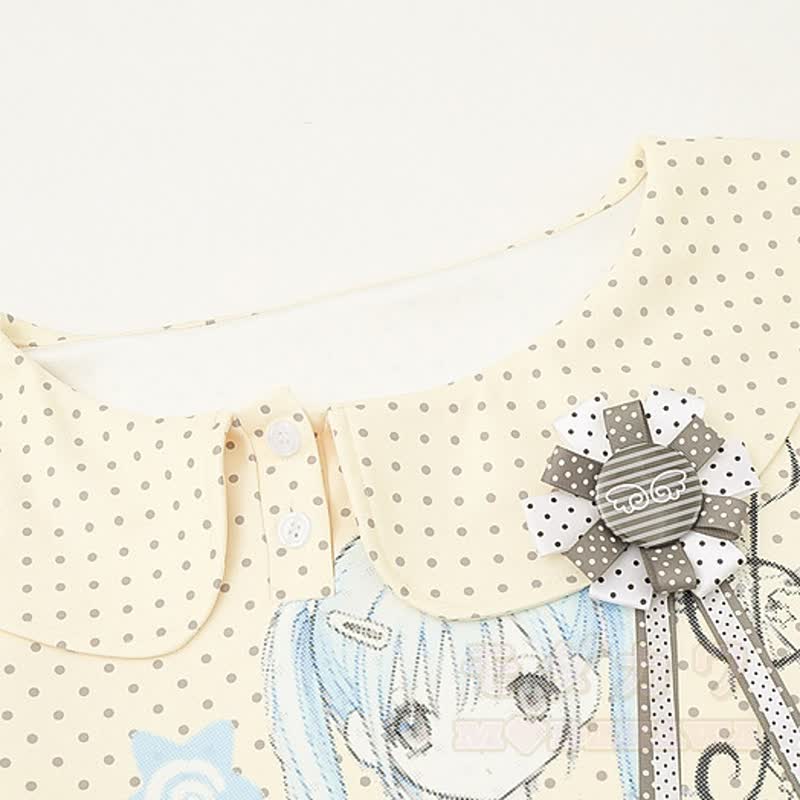 Zweiteiliges Set aus Sweatshirt mit Matrosenkragen und Polka-Dot-Rock im Cartoon-Anime-Stil - image 7
