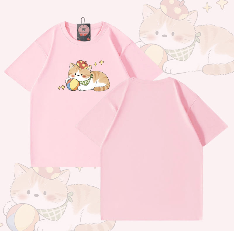 Modakawa T-Shirt mit Katzenmotiv aus 100 % Baumwolle - Pink - 5XL - image 4
