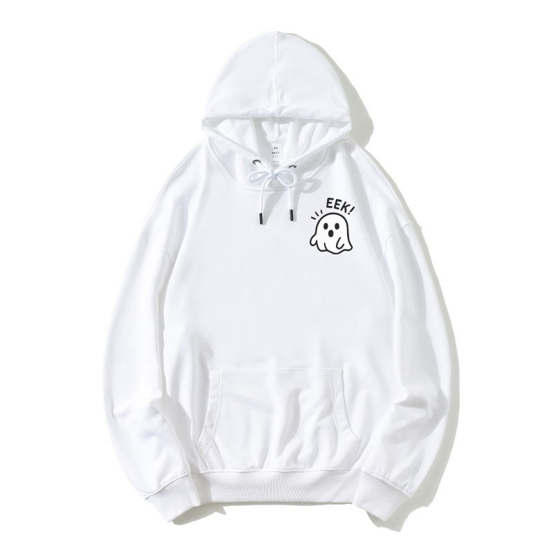 EEK – Lustiger, lässiger Kapuzenpullover mit Geister-Halloween-Grafik - Weiß - 5XL - image 3