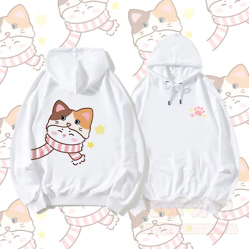 MODAKAWA Schal mit Katzenmotiv, Partner-Hoodie - Weiß - 5XL - image 5