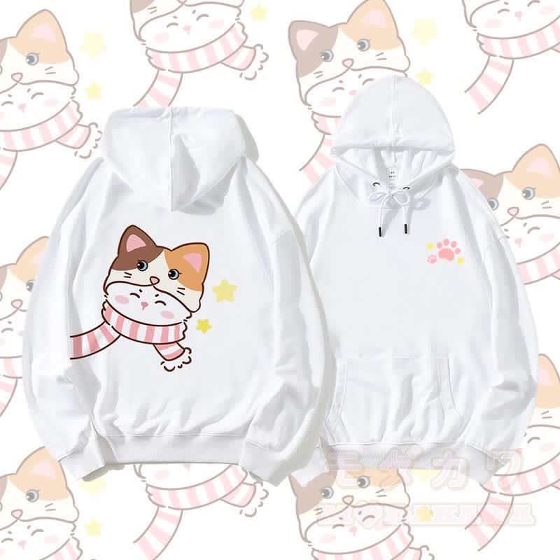 MODAKAWA Schal mit Katzenmotiv, Partner-Hoodie - Weiß - 5XL - image 5