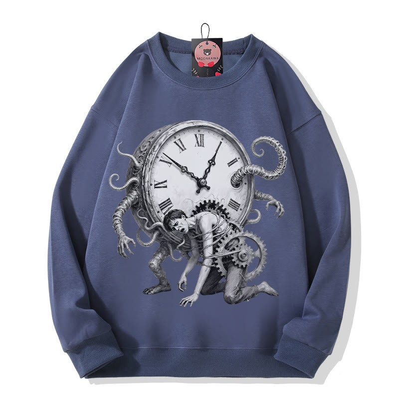 Chains Of Time Grafik-Sweatshirt mit Rundhalsausschnitt - Blue - 5XL - image 3