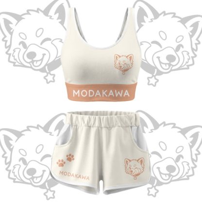 Wink Puppy Grafik Crop Tank Tank Sport Top Shorts Bikini Modakawa passendes Outfit - Beige Set - 5XL - image 15