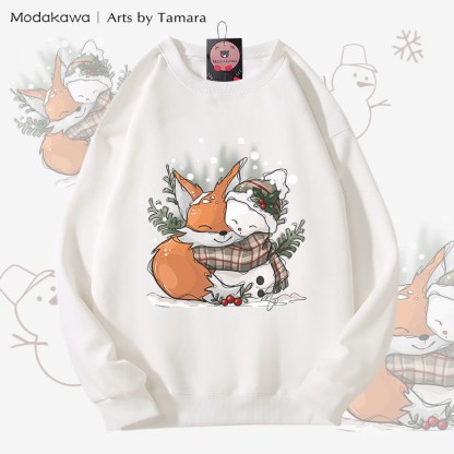 MODAKAWA X Arts by Tamara Fox Weihnachtsmotiv mit Schneemann-Motiv, Unisex-Sweatshirt - White - 5XL - image 3