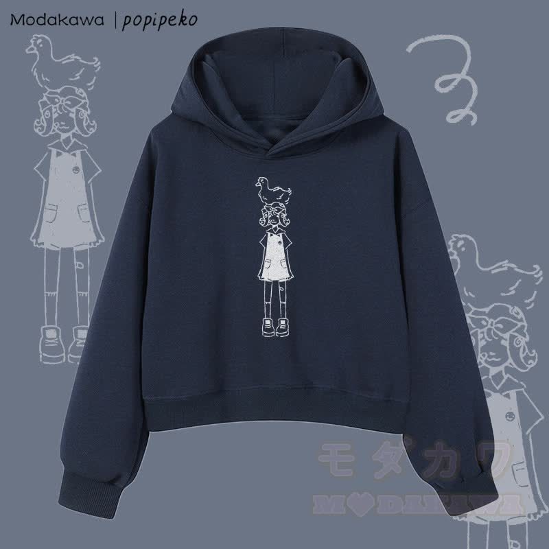 MODAKAWA X popipeko Duck Girl Graphic Cropped Cotton Hoodie - Purpurblau - 3XL - image 3