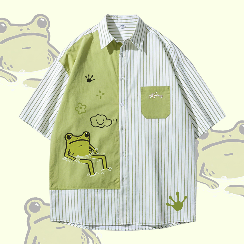 Modakawa Oversize-Shirt mit lustigem Froschmotiv, Farben - Green - 3XL - image 3