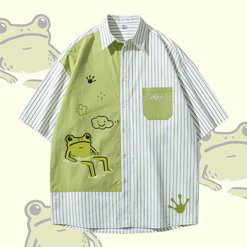 Modakawa Oversize-Shirt mit lustigem Froschmotiv, Farben - Green - 3XL - image 3