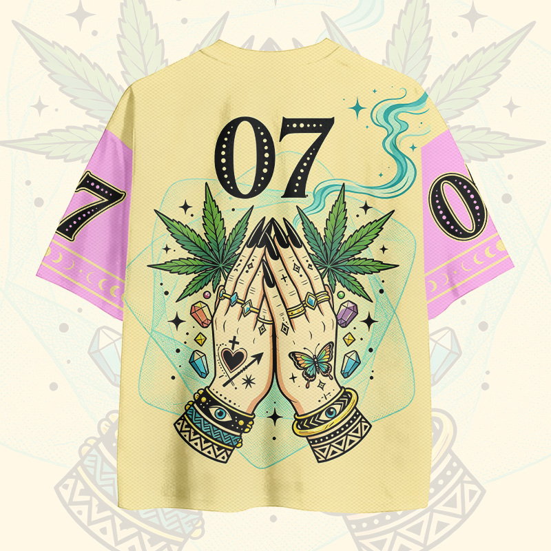 Drogen statt Umarmungen – Fass mich nicht an! Nummer Grafik Vintage Mesh Jersey T-Shirt - image 3