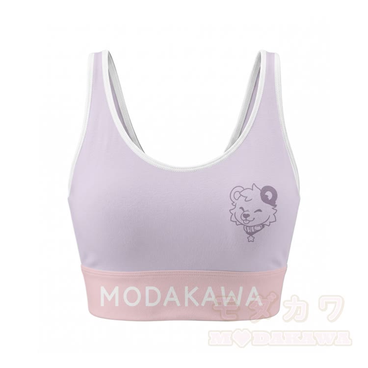 Tanktop mit Bärenmotiv und Zunge-raus-Print, Sporttop mit Schlaghose, passendes Outfit von Modakawa - Lila Top - 2XL - image 5